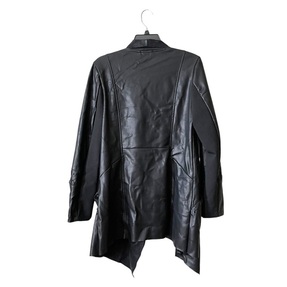 VICI Black Faux Leather Jacket Women's Size M Asymmetrical Zip Draped Coat NWT - Picture 4 of 7